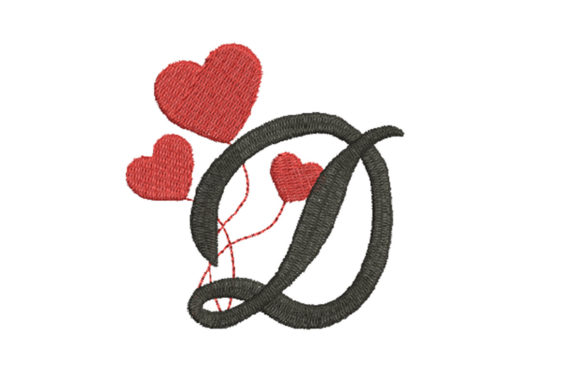 Heart Alphabet Letter D Embroidery Design Evaluation